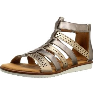 CLARKS Women FLAT LEATHER ZIP SANDALS KELE LOTUS us 6M (50)
